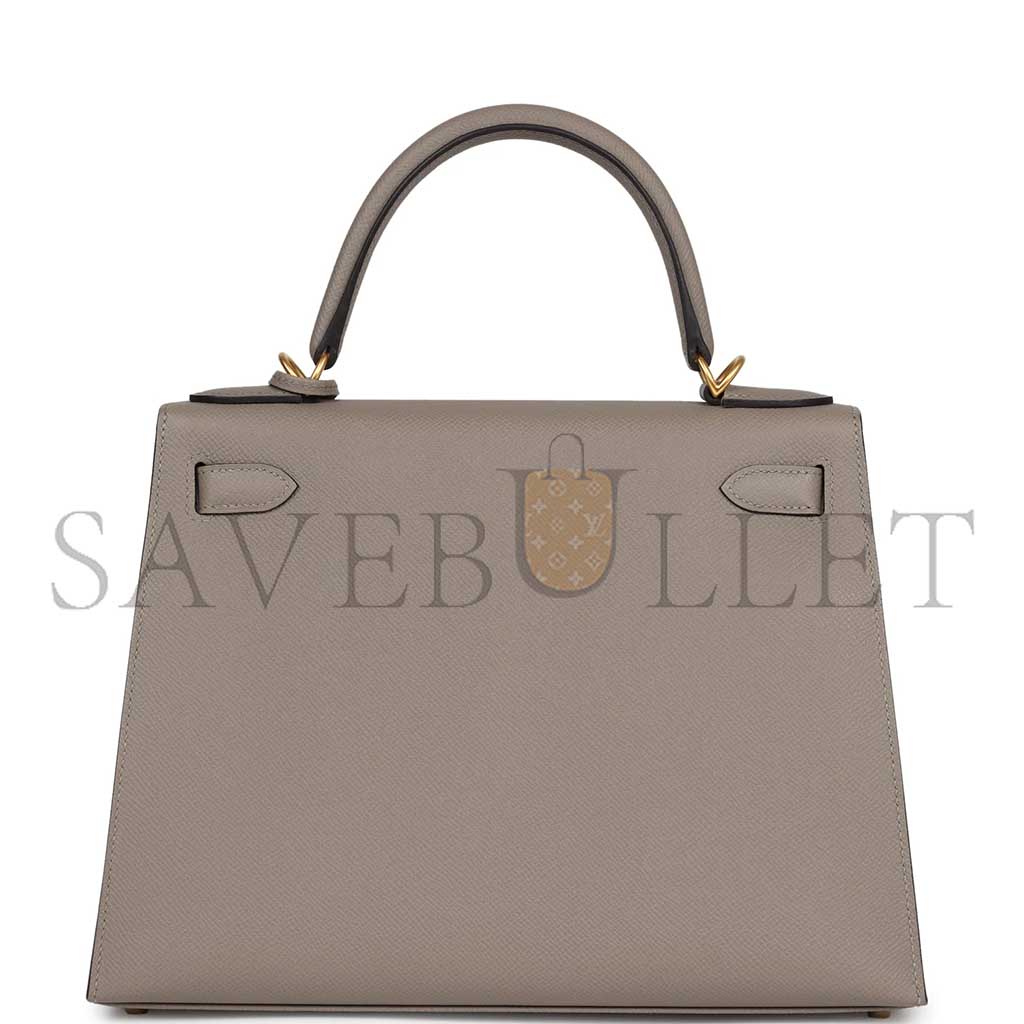 H**mes kelly sellier 28 gris asphalte verso epsom brushed gold hardware (28*22*10cm)
